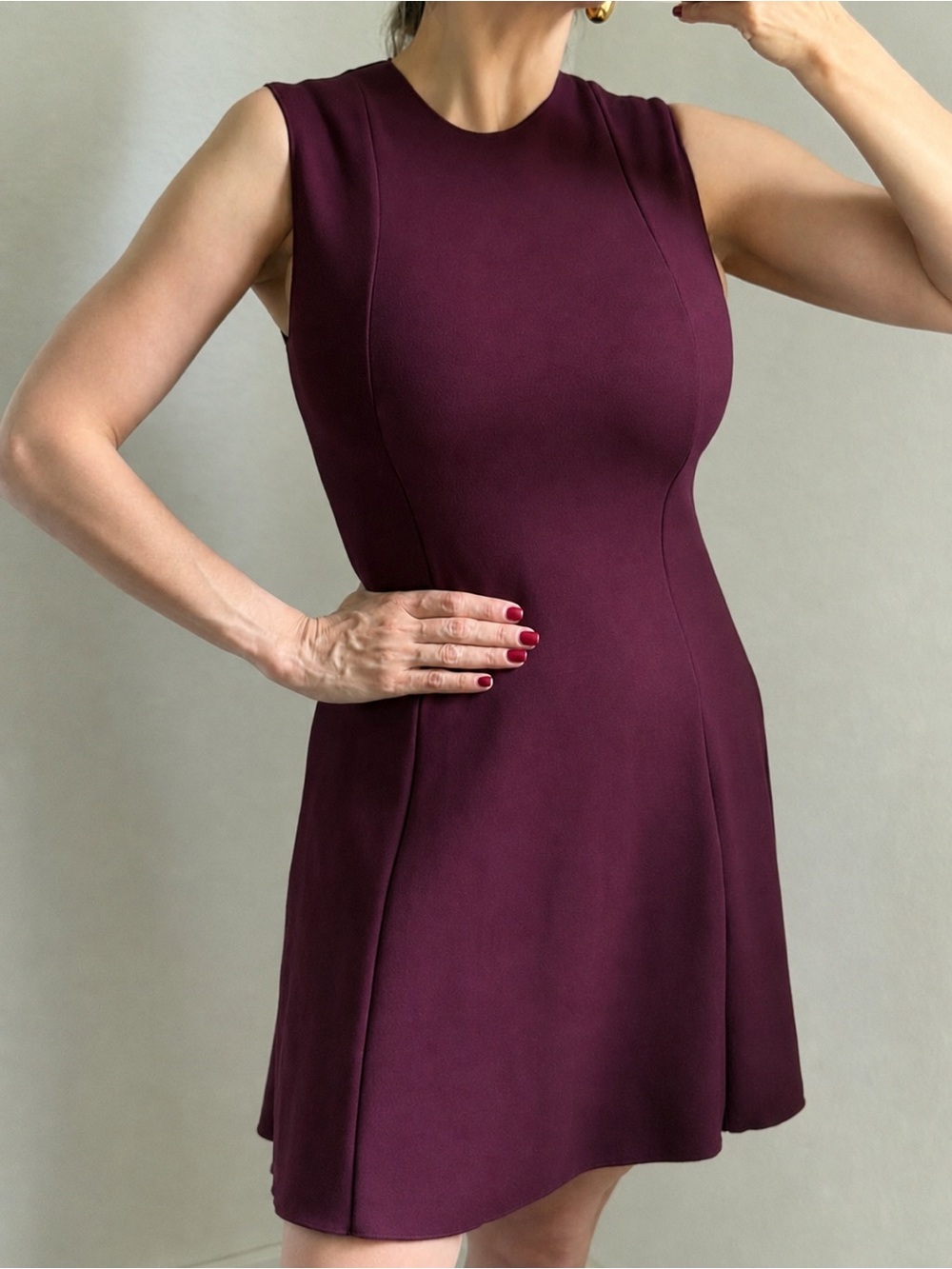 Zara Sleeveless Wine A-Line Burgundy Dress